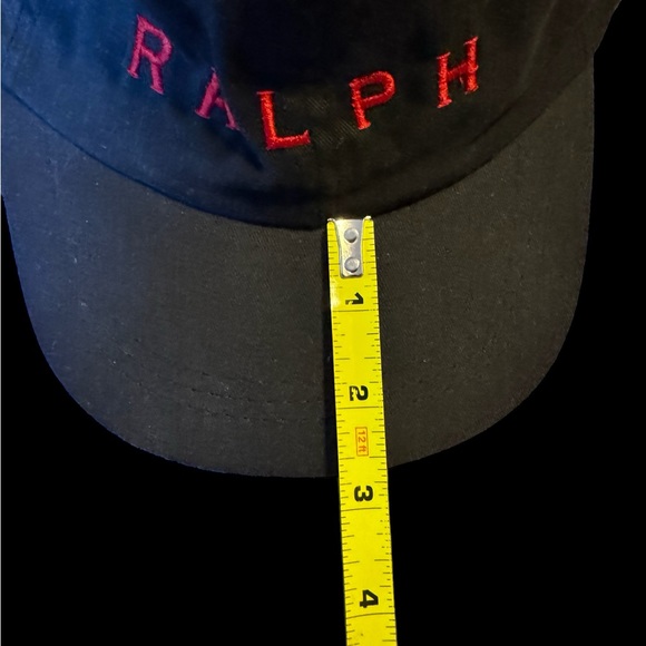 Vintage POLO Ralph Lauren Hat Spell Out Embroidered Cap 90s Strapback Black - Picture 5 of 6